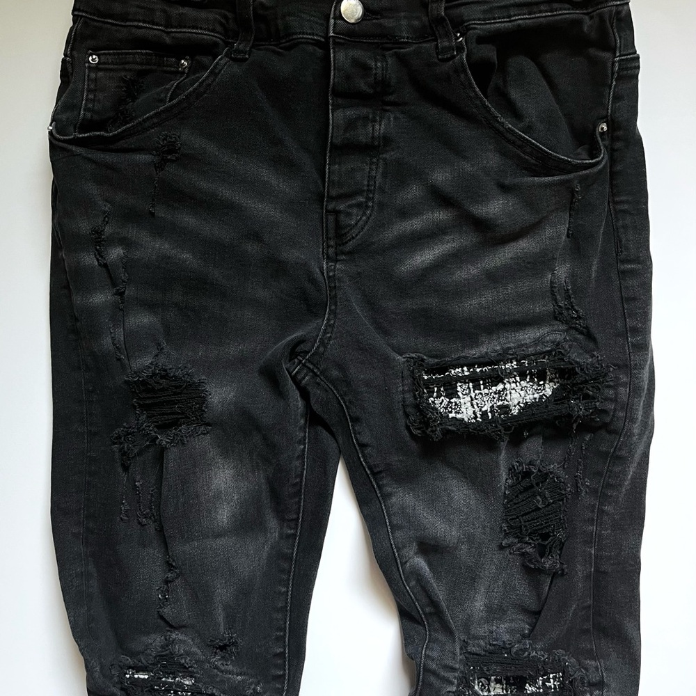 AMIRI Black Distressed Relaxed Jeans